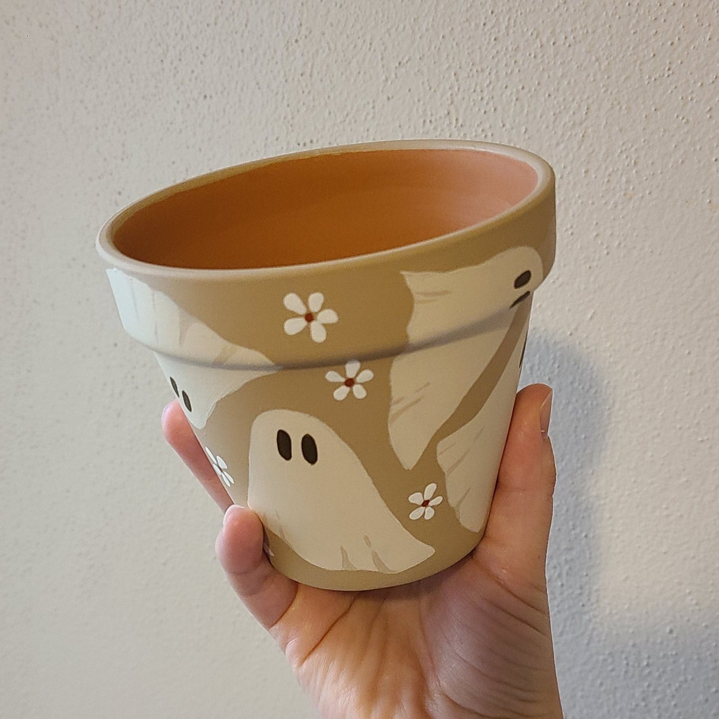 CLEARANCE - Ghost Hand Painted Terracotta Pot