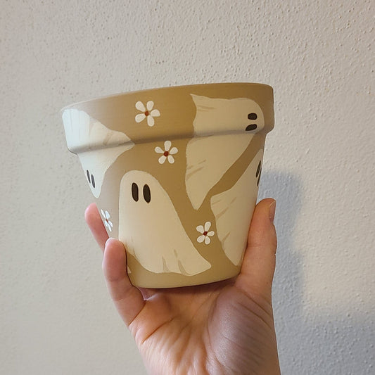 CLEARANCE - Ghost Hand Painted Terracotta Pot