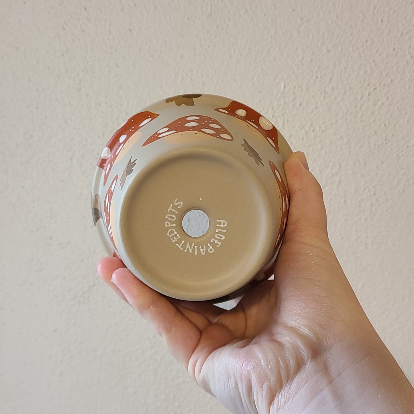 CLEARANCE - Mushroom Hand Painted Terracotta Pot