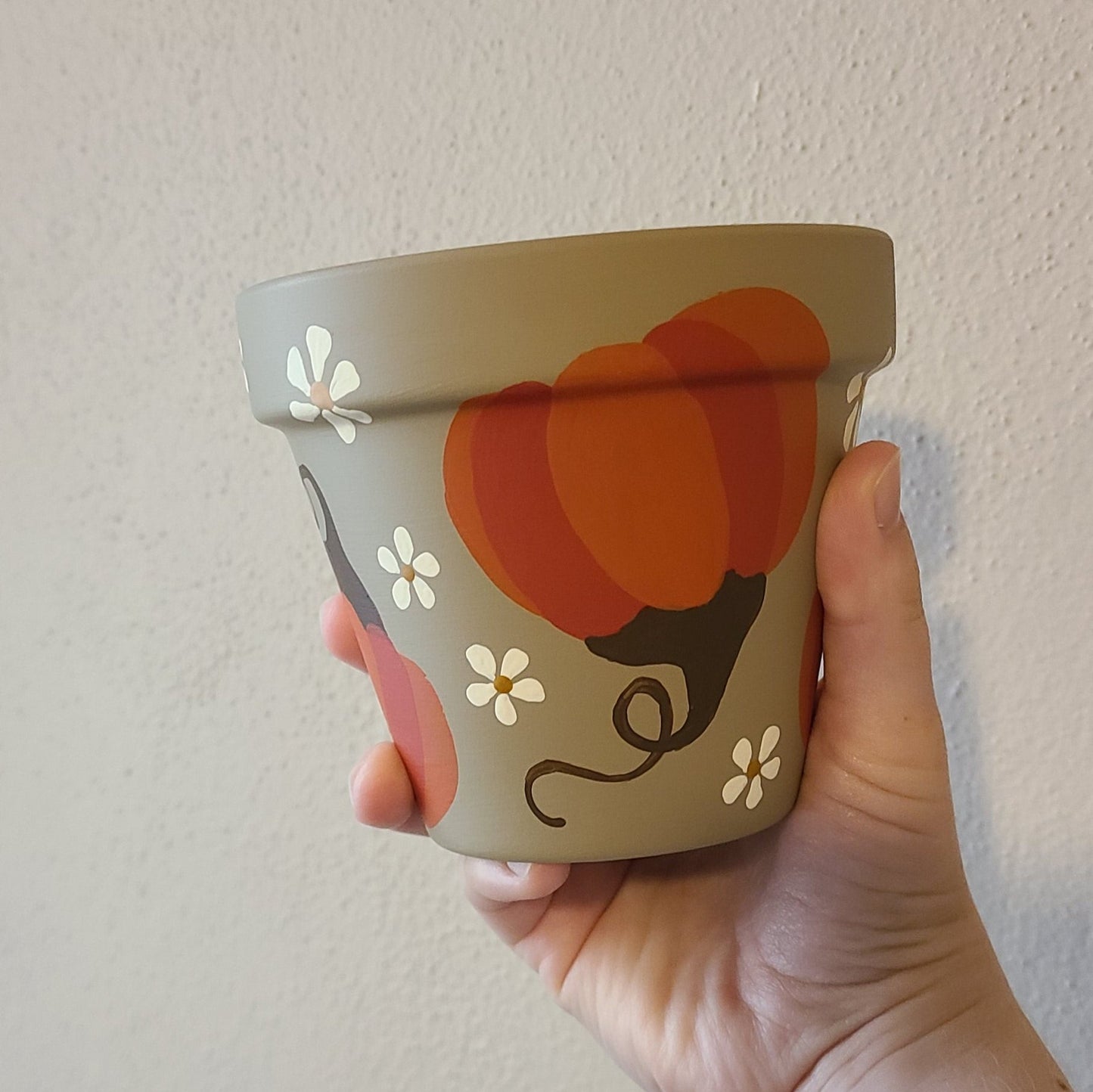 CLEARANCE - Pumpkin Hand Painted Terracotta Pot