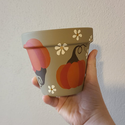 CLEARANCE - Pumpkin Hand Painted Terracotta Pot